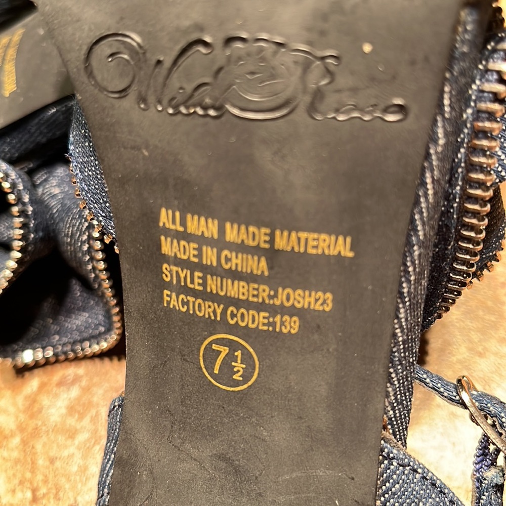 NWOT Denim & Zipper Embellished Sandals - Picture 7 of 9